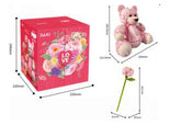 Cute Pink Bear With Rose Building Block Sets DIY Model Toy for Women on Valentine's Day Box Packed Construction Toy Girls